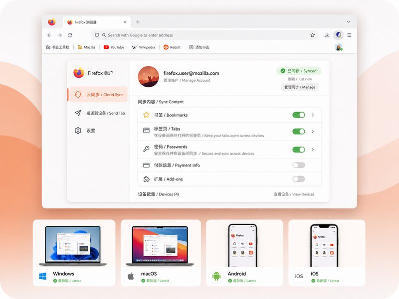 Firefox高效直观的悬浮式标签管理界面展示